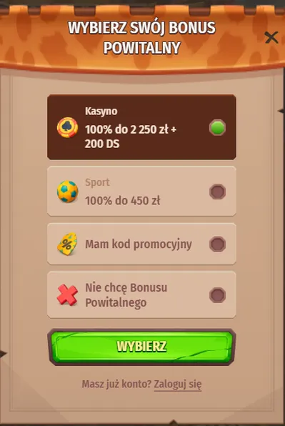 Formularz rejestracji nowego konta w Stone Vegas
